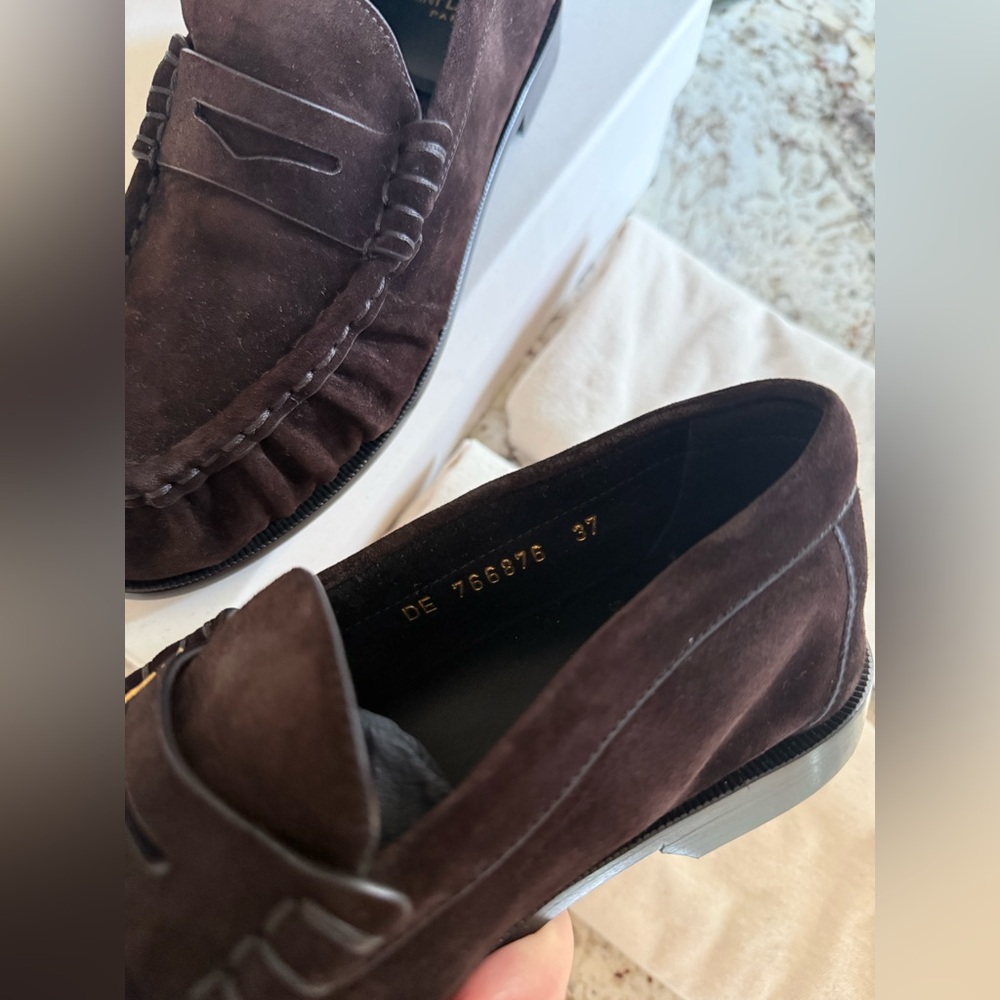 Saint Laurent YSL Le Loafer Cassandre Penny Loafers in Brown Suede - Size 37 - Picture 15 of 16